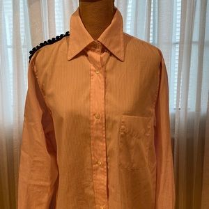 No 21 fabulous pink white striped cotton long blouse with unique design , size M